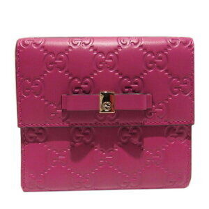 Gucci Double Bifold Wallet Guccissima Leather Pink